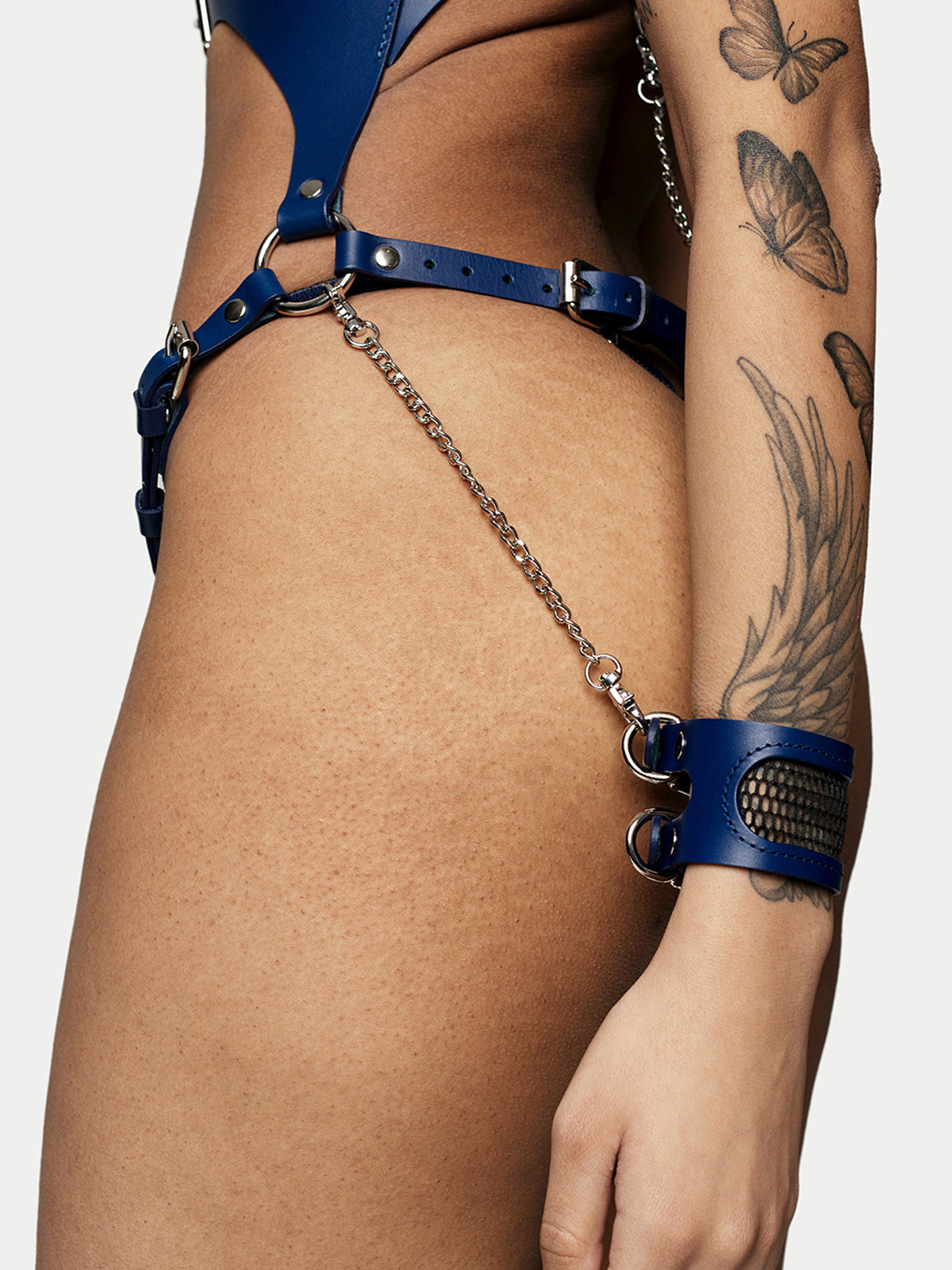 Kim Leather Cuffs in Blue