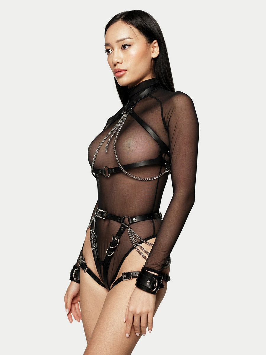 Osha Leather Harness and Garters Look Set in Black